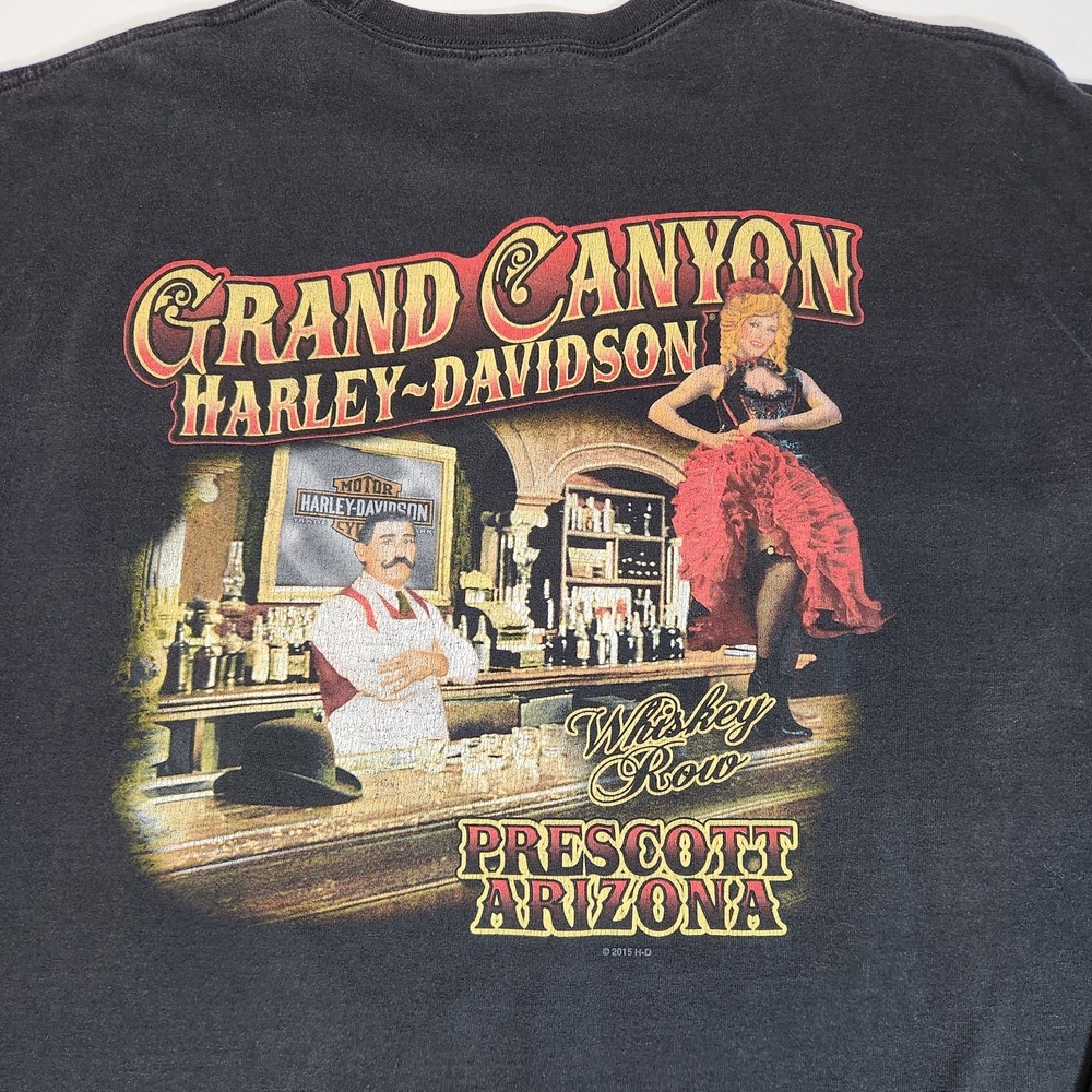 Harley Davidson Whiskey Row Prescott AZ Long Sleeve Pocket Tee 2XL Black - Picture 5 of 8